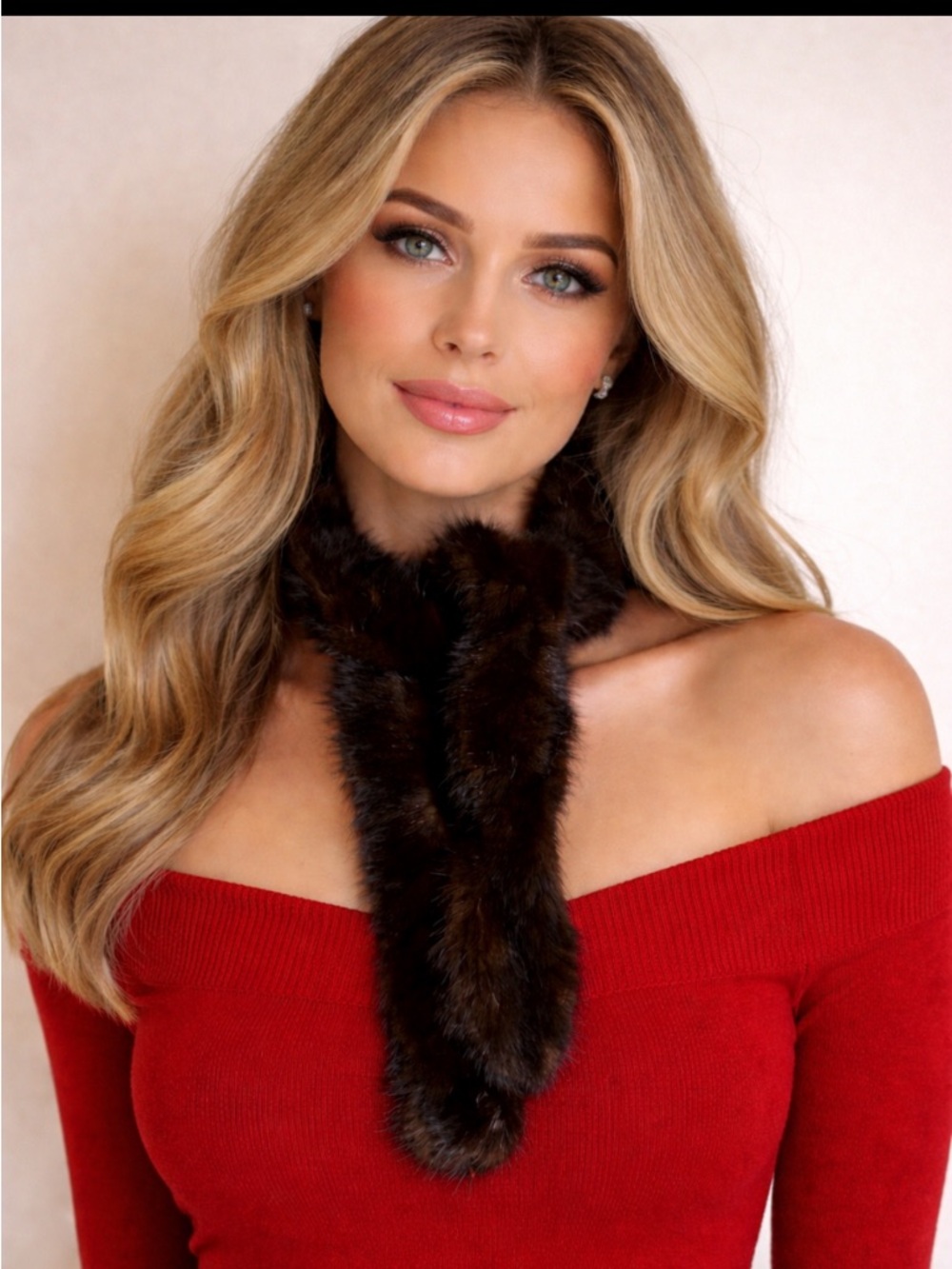 Elegant and Chic genuine Mink Fur Scarf in Rich dark Brown❤️25x2
